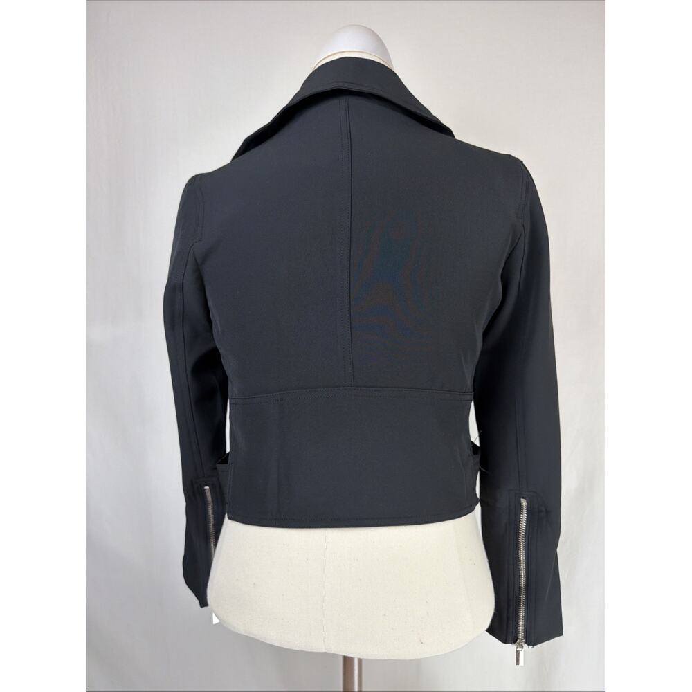 NWT All Row Black Zipper Details Belted Cropped Moto Jacket SM #0719 - Picture 3 of 5